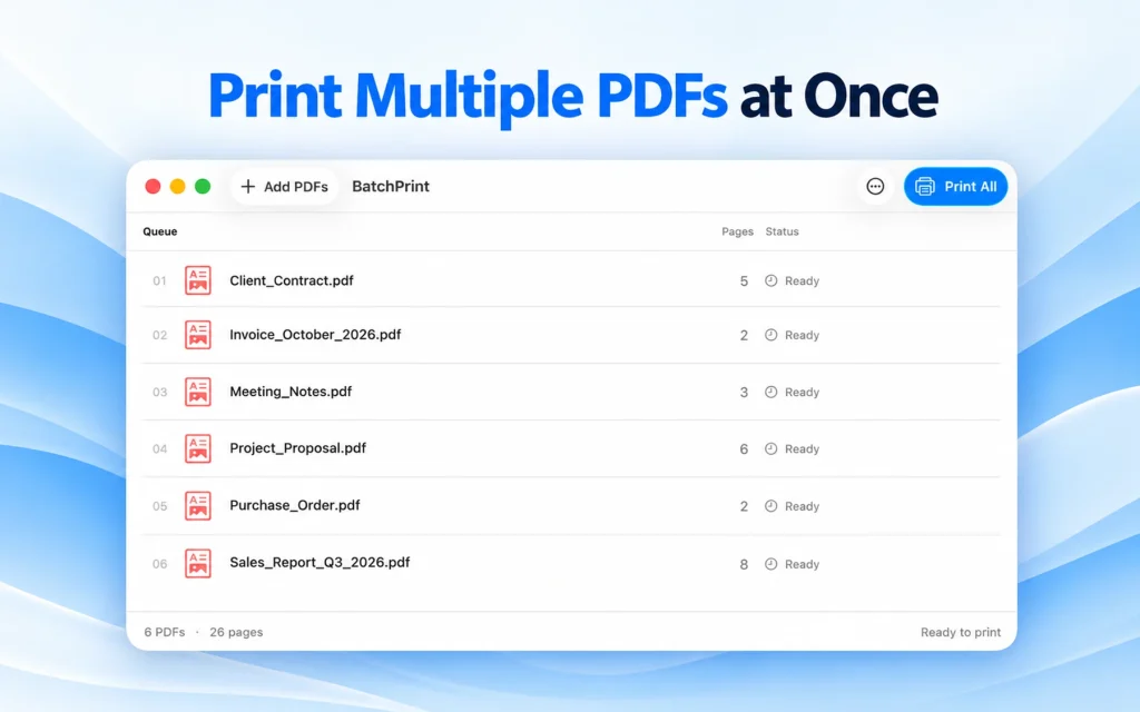 Local development build: PDF print queue